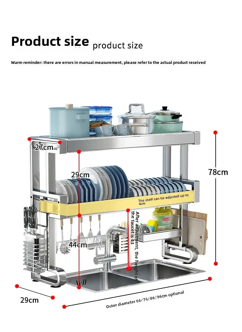 304 Stainless Steel Kitchen Shelf Above The Sink Dish Drainer Multifunctional Dish Drying Rack Drainage Ventile Cutlery Organize