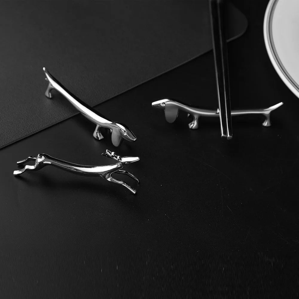 Silver Cutlery Bracket Holder Kitchen Accessories Fawn /Little Dog Shape Zinc Alloy Cutlery Storage Cute Chopsticks Holder