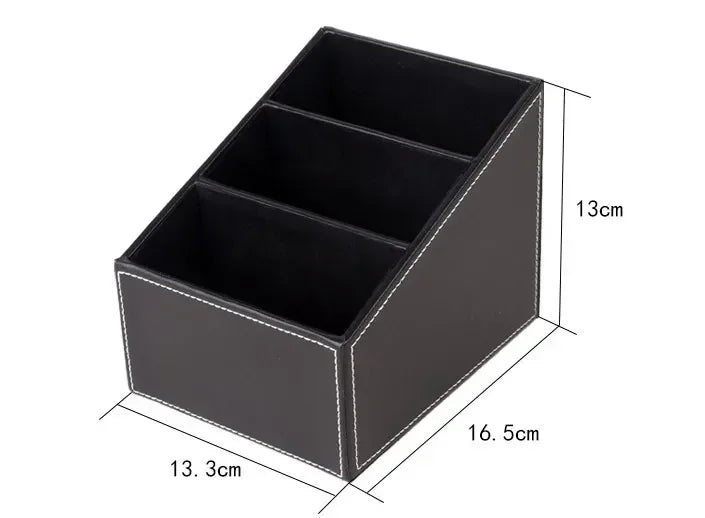 5 Grid Pu Leather Organizer Remote Control Phone And Tv Holder Desk Storage Box Cosmetics Brush
