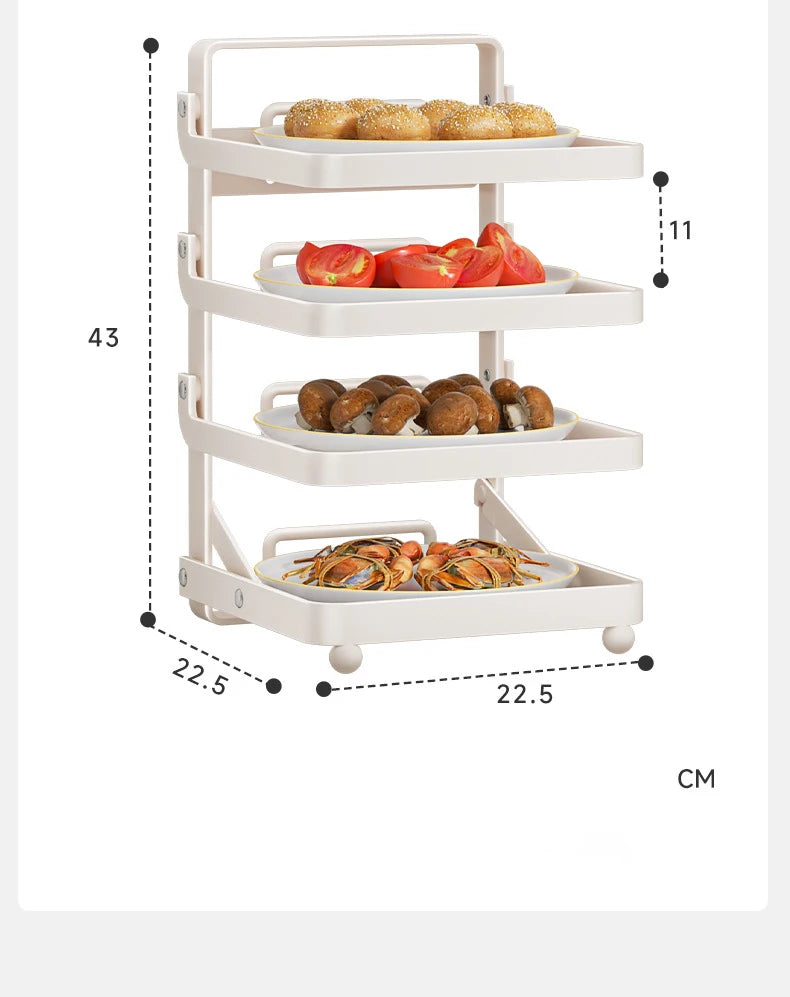Kitchen Folding Side Dish Rack Cooking Plate Tray Organizer Counter Expandable Microwave Shelf Foldable Food Storage Shelves