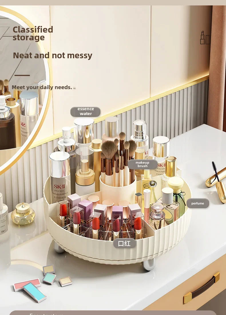 Rotating cosmetics storage box desktop large capacity 360 degree skin care product storage rack dressing table simple storage...