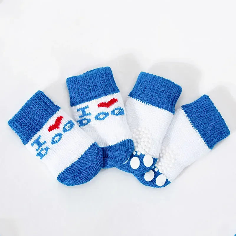 4pcs Cute Cat Socks, Anti-Slip Paw Protector, Comfortable Cotton Knit Indoor Shoes for Small Cats, Autumn Winter Pet Footwear