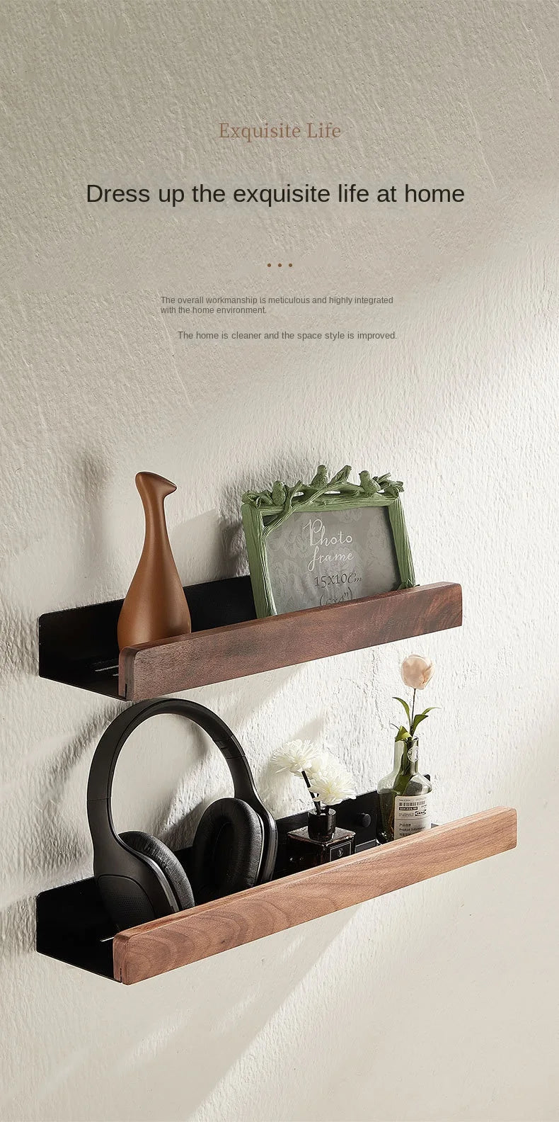 Bathroom Shelf，No punch storage rack，Solid Wood bathroom shelves ，Punch-Free Wooden Shelf Wall-Mounted Shower，Toilet Organizer