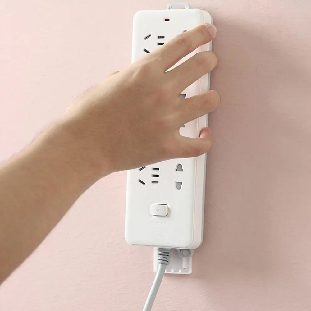 Power Strip Holder Wall Extension Socket Adhesive Organizer Cable Fixator Protector Buckle Fixer Surge Self Mounted