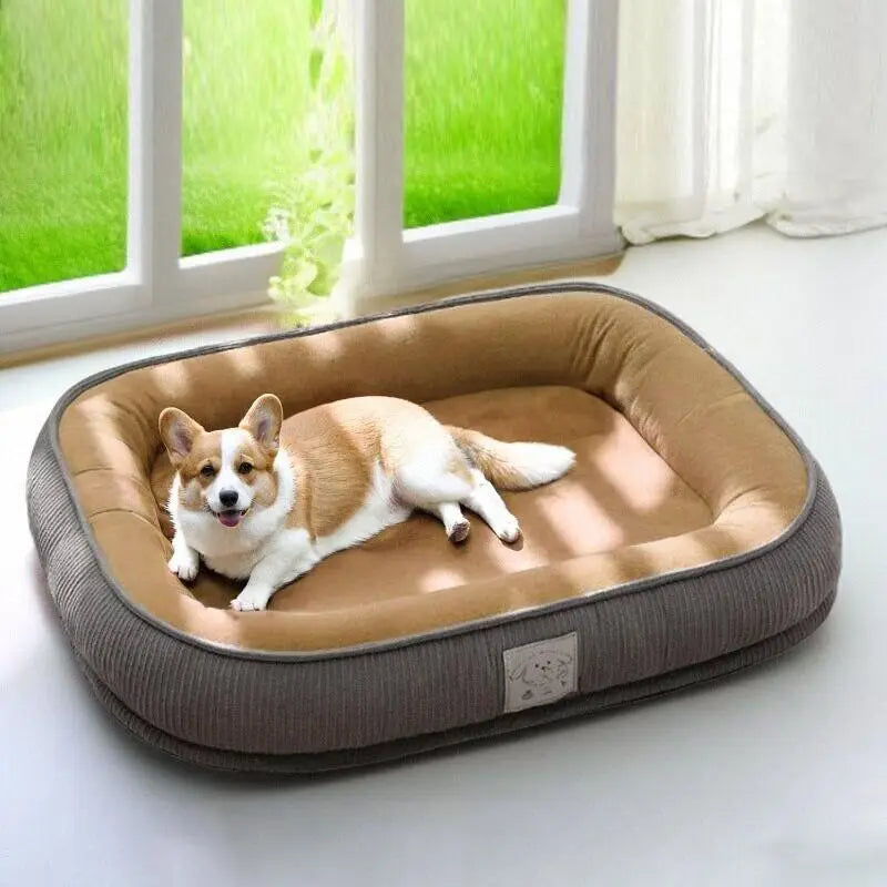 All-Season Detachable Washable Dog Bed for Small/Medium Dogs - Thermal Winter Pet Sofa Cushion Mat with Removable Cover