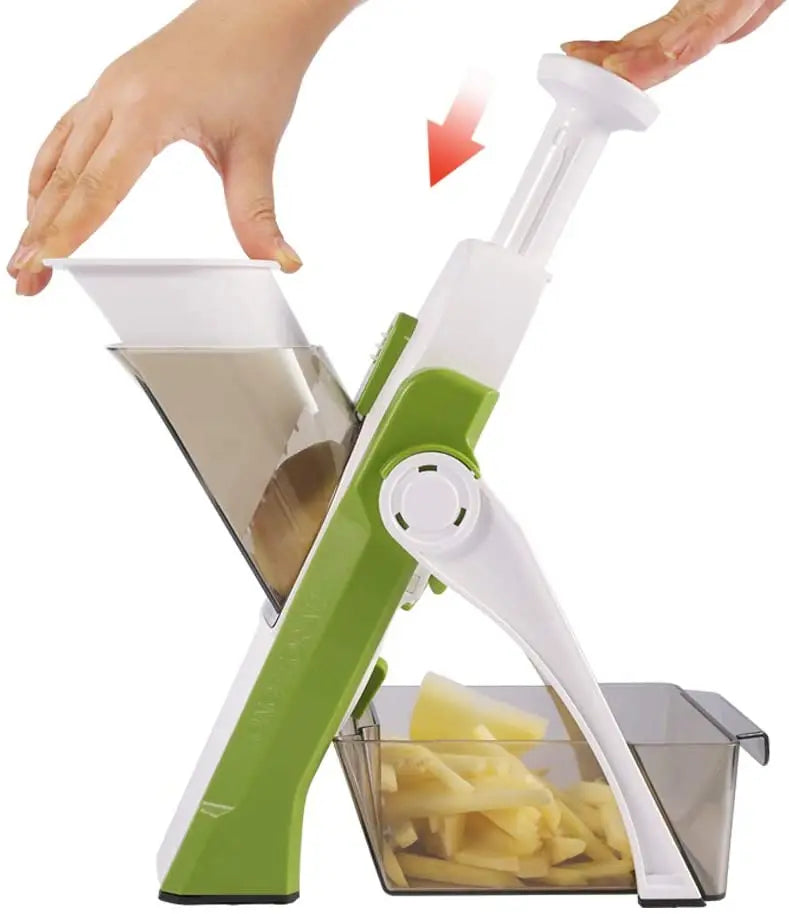 Cortador Fatiador Picador de Alimentos Legumes Frutas, Vegetais, Batatas, Aço Inox Plástico ABS Acessório de Cozinha, Organizador de Cozinha