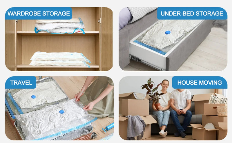 8/5/3PCS Vacuum Storage Bags Compression Pack Vacuum Bag for Down Storing Clothes Bedding Blanket Space Save Travel BagOrganizer