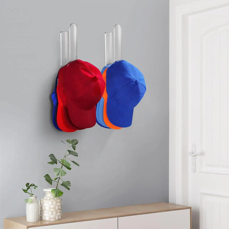 Hat Display Storage Rack Acrylic Baseball Cap Storage Bag Glued Baseball Cap Racks Wall Mounted L-Shape Baseball Cap Racks