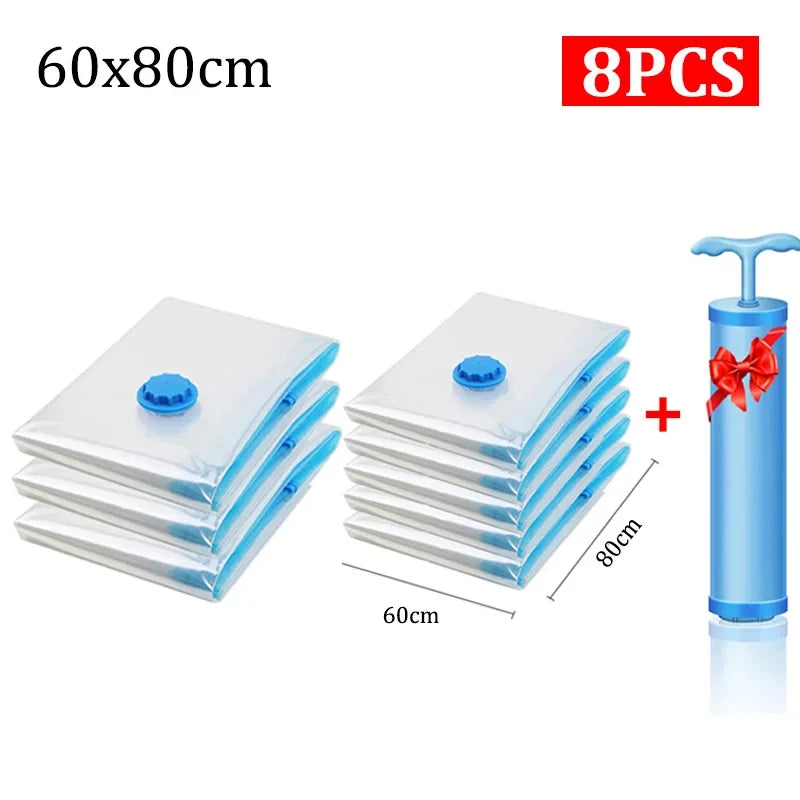 8/5/3PCS Vacuum Storage Bags Compression Pack Vacuum Bag for Down Storing Clothes Bedding Blanket Space Save Travel BagOrganizer