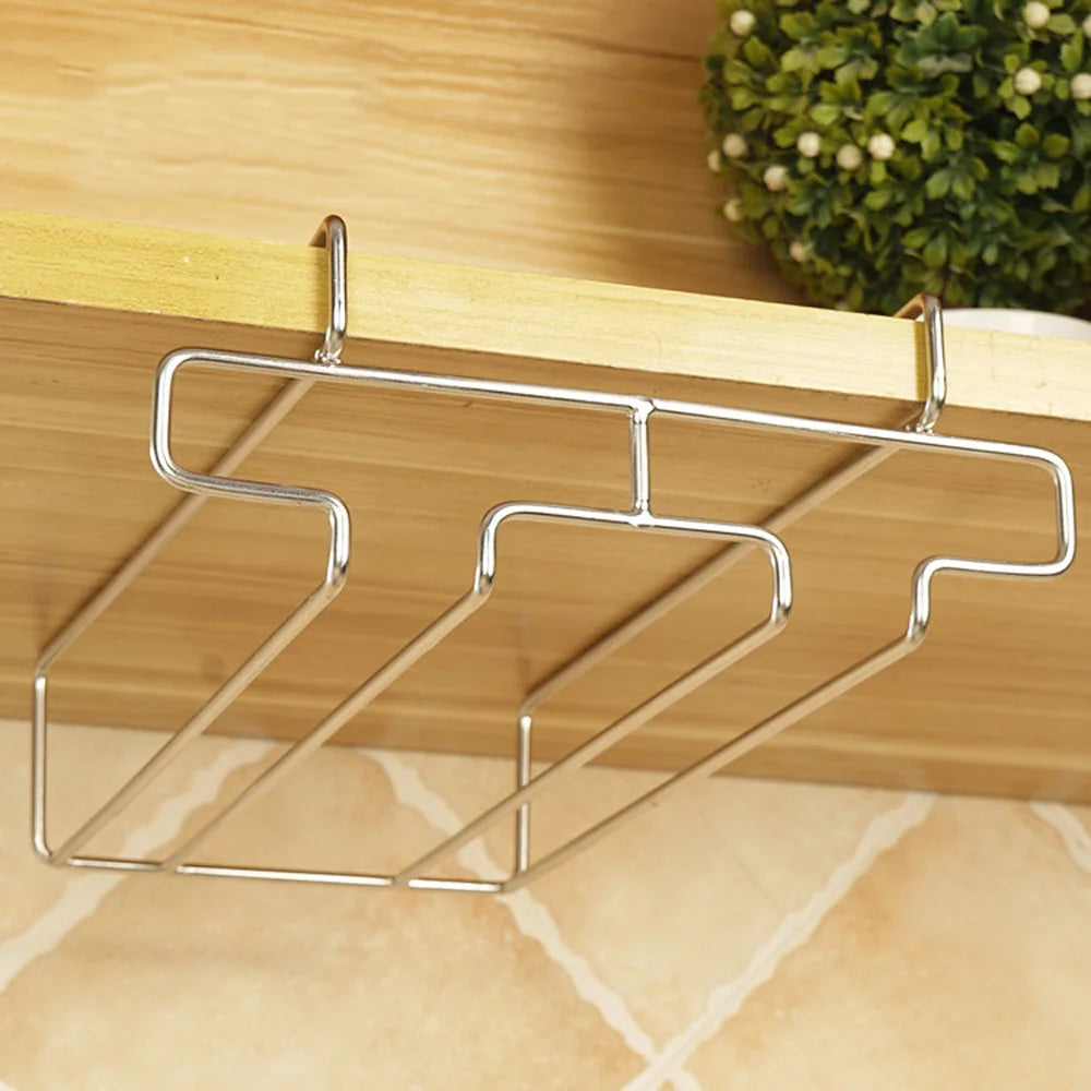 Kitchen Decorative Cabinet Goblet Bar Storage Shelf Hanging Rack Stemware Holder Wine Glass Rack Cup Hanger