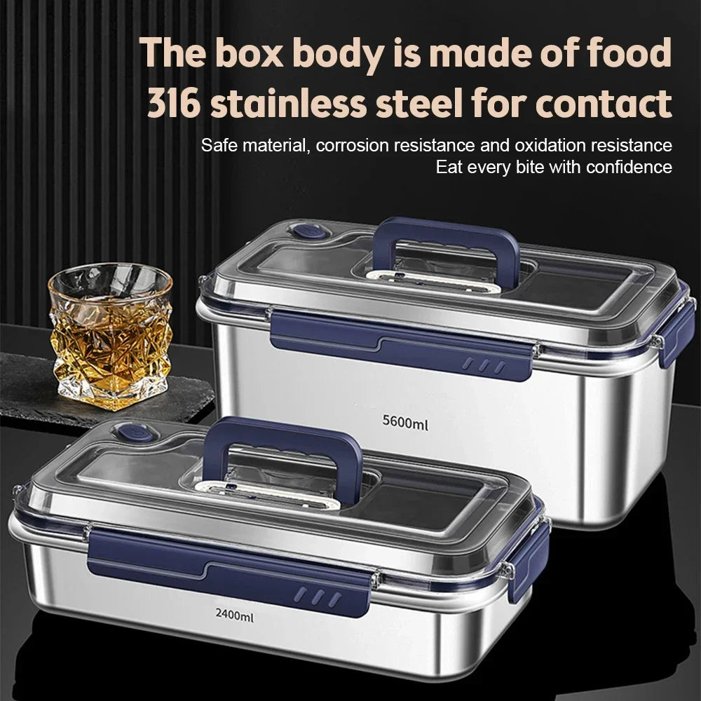 Food Storage Containers with Lids Airtight Food Grade 316 Stainless Steel Large Capacity Leakproof Kitchen Storage Container