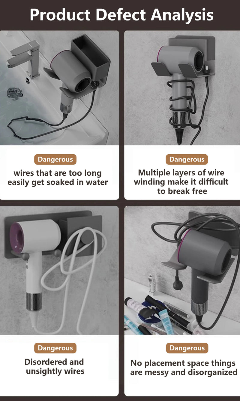 Hair Dryer Holder Wall Dryer Cradle Straightener Stand Hairdryer Organizer Box Toilet Blower Holder Shelf Bathroom Accessories