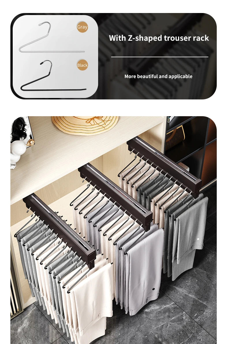Expandable Sliding Pants Rack Collapsible Drying Holder Aluminum alloy Wardrobe Clothes Rack Wall-mounted Retractable organizer