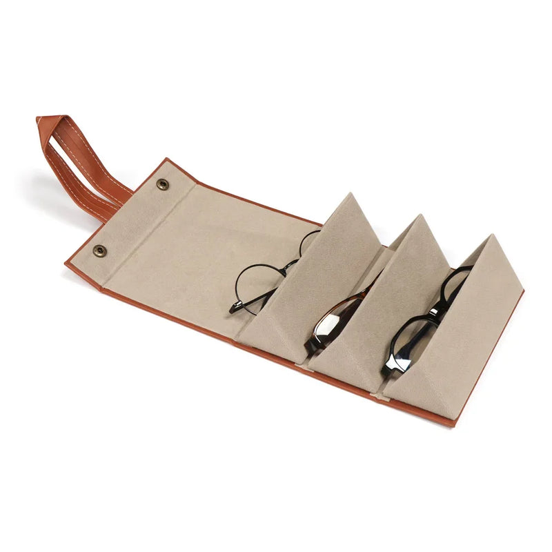 Portable Glasses Organizer 2/3/4/5/6 Multi-slot Eyeglasses Storage Display Travel Folding Sunglasses PU Leather Case