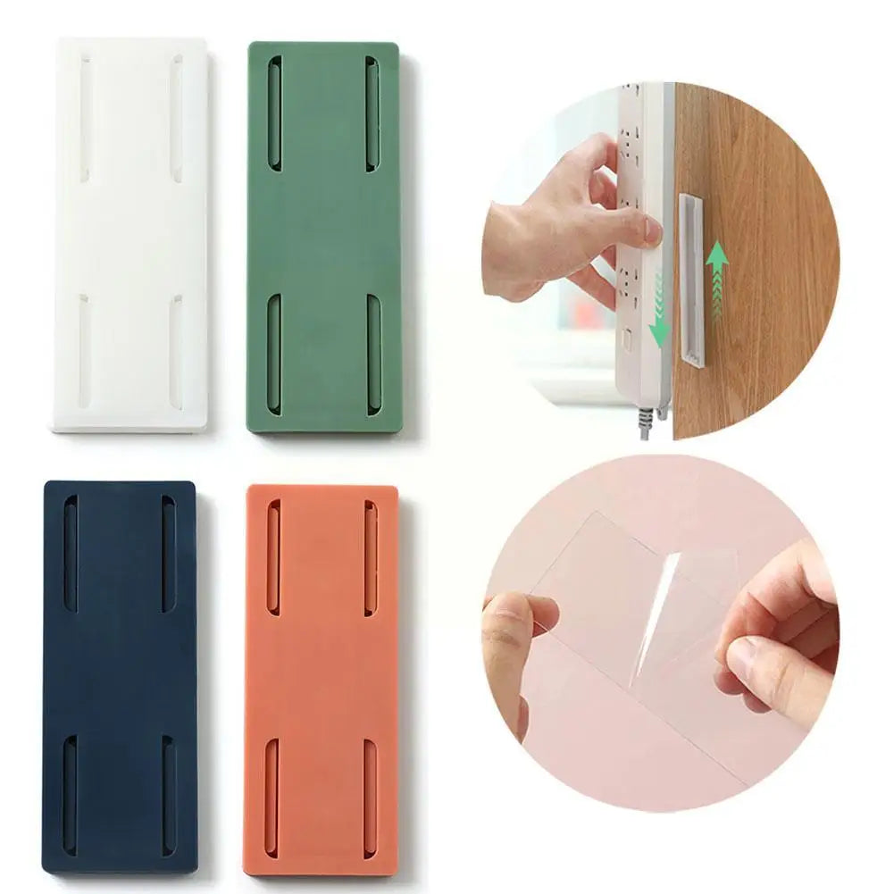 Power Strip Holder Wall Extension Socket Adhesive Organizer Cable Fixator Protector Buckle Fixer Surge Self Mounted