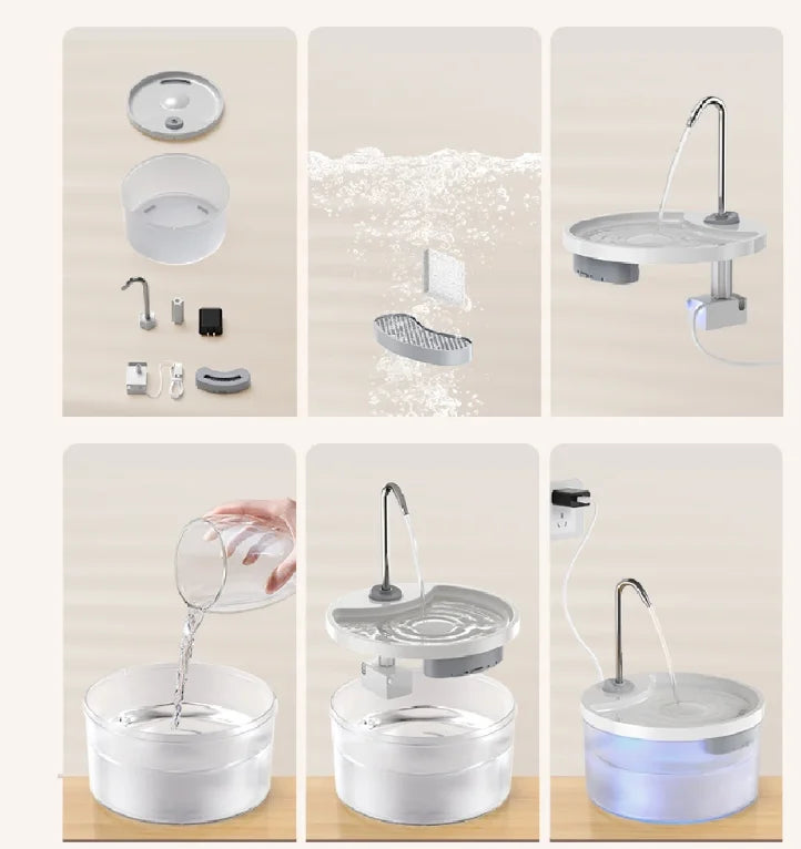 Dispenser de Água Bebedouro Inteligente para Pets Gatos e Cachorros, Dispenser Multifuncional de Água para Cães e Gatos