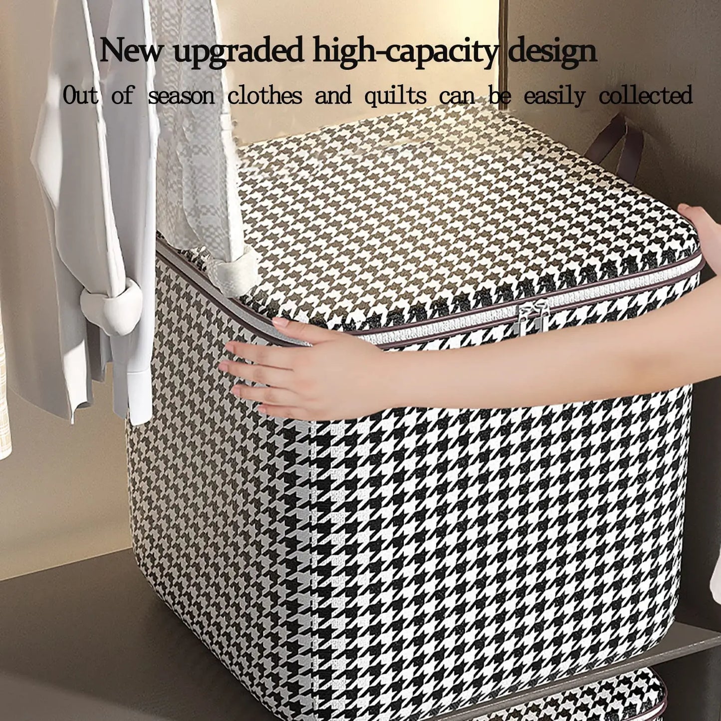 Extra-large Plaid Storage Box Plaid Storage Box Blanket Storage Bag Storage Container with Handle Closet Storage Box