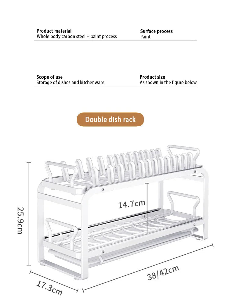 Kitchen Pull-out Dish Bowl Drainer Storage Rack Countertop Sink Cabinet Tableware Built-in Organizer Holder Cupboard Plates Rack