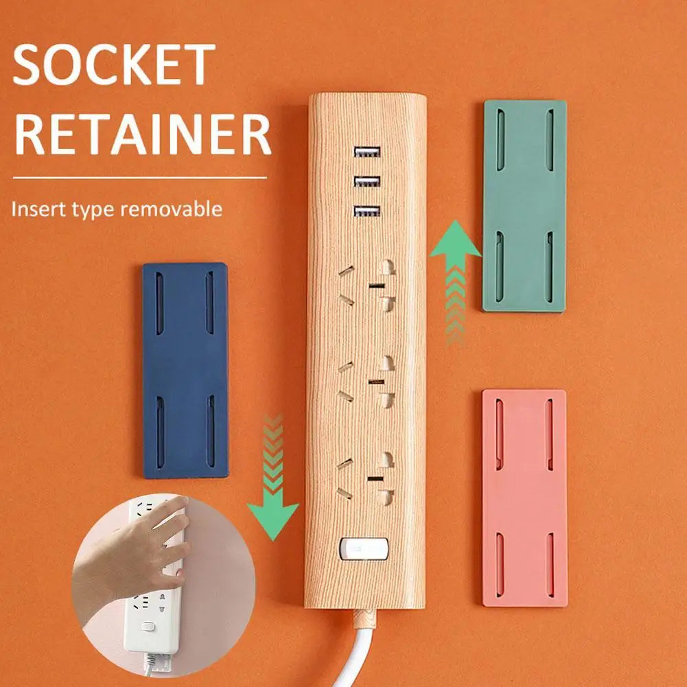 Power Strip Holder Wall Extension Socket Adhesive Organizer Cable Fixator Protector Buckle Fixer Surge Self Mounted