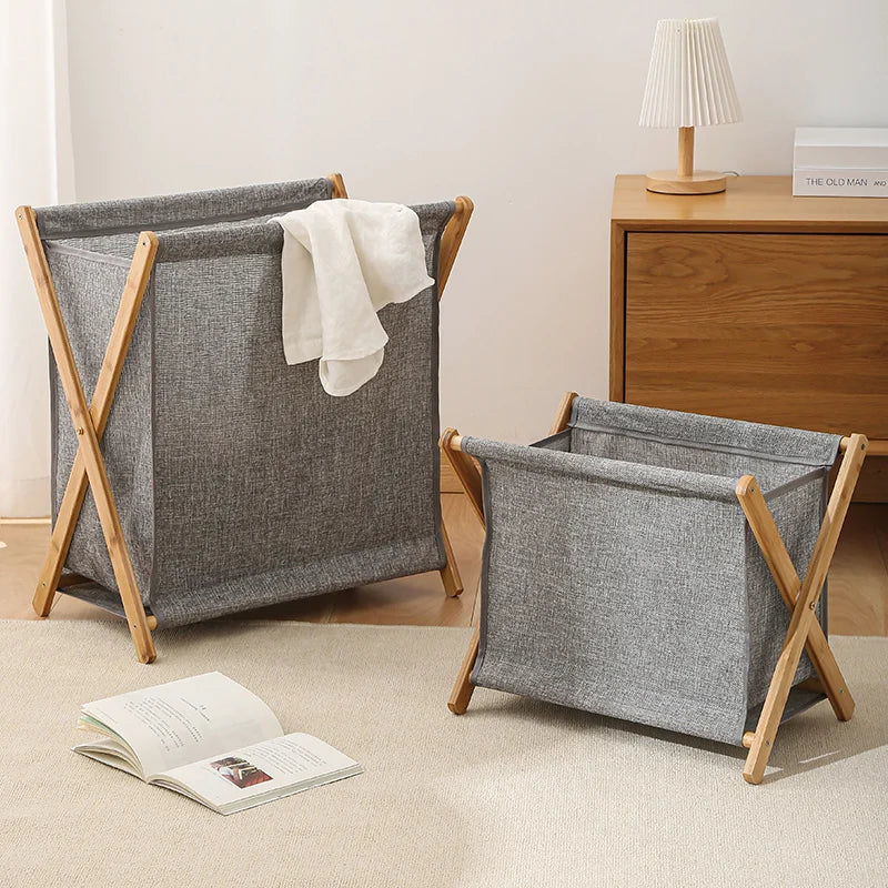 1 PC Laundry Hamper Foldable Bamboo Laundry Basket Large Capacity Washing Bin Household Japanese-style Dirty Clothes Basket