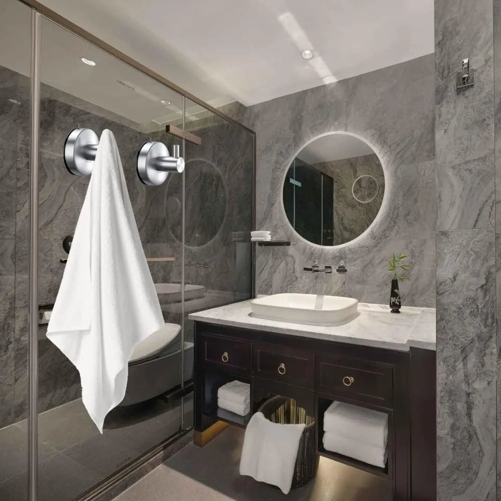 Suction Cup Hooks for Shower Brushed Nickel Towel Hooks Hanger Bathrooms SUS 304 Stainless Steel Hooks Home Storage Holder Hook