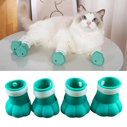 Useful Cat Shoes Anti-shedding Open Design Pet Cat Kitten Paw Nail Covers Boot  Breathable Cat Foot Covers for Home