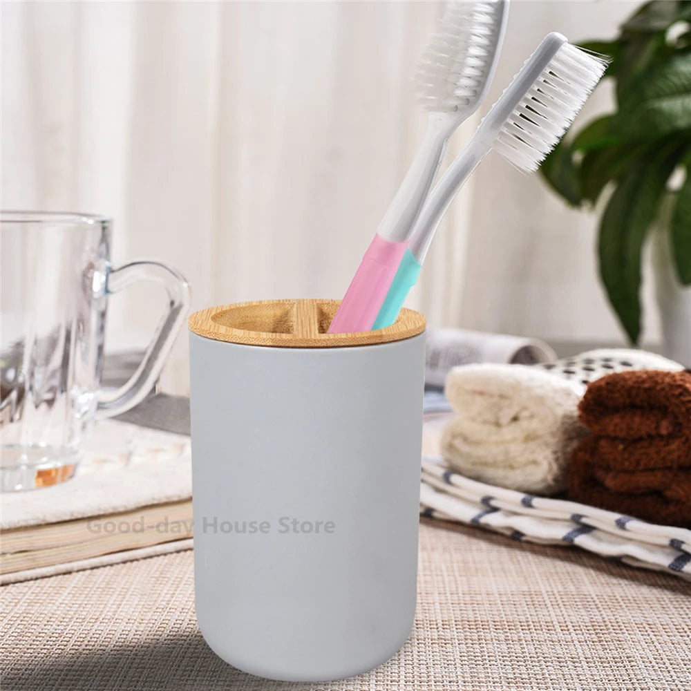 Black Bathroom Accessories Sets Toothbrush Holder Soap Dispenser Toilet Brush Trash Can Toothpaste Dispenser Bathroom Essential