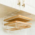 Cutting Board Kitchen Shelf, Double-Layer Perforation-Free Cabinet Hanger, Rag, Cutting Board Storage And Finishing Iron Hanger