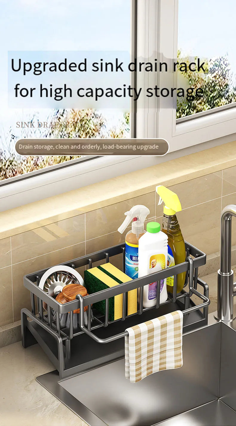 ABS plastic drain rack kitchen sink storage rack rag dish storage narrow edge sponge storage rack convenient household storage