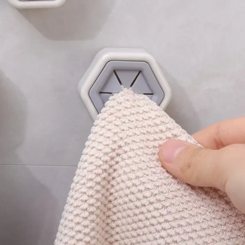 8/1pcs Self-adhesive Towel Plug Holder Punch Free Wall Mounted Tea Towels Bathroom Storage Hooks Rack Kitchen Rags Cloth Clips