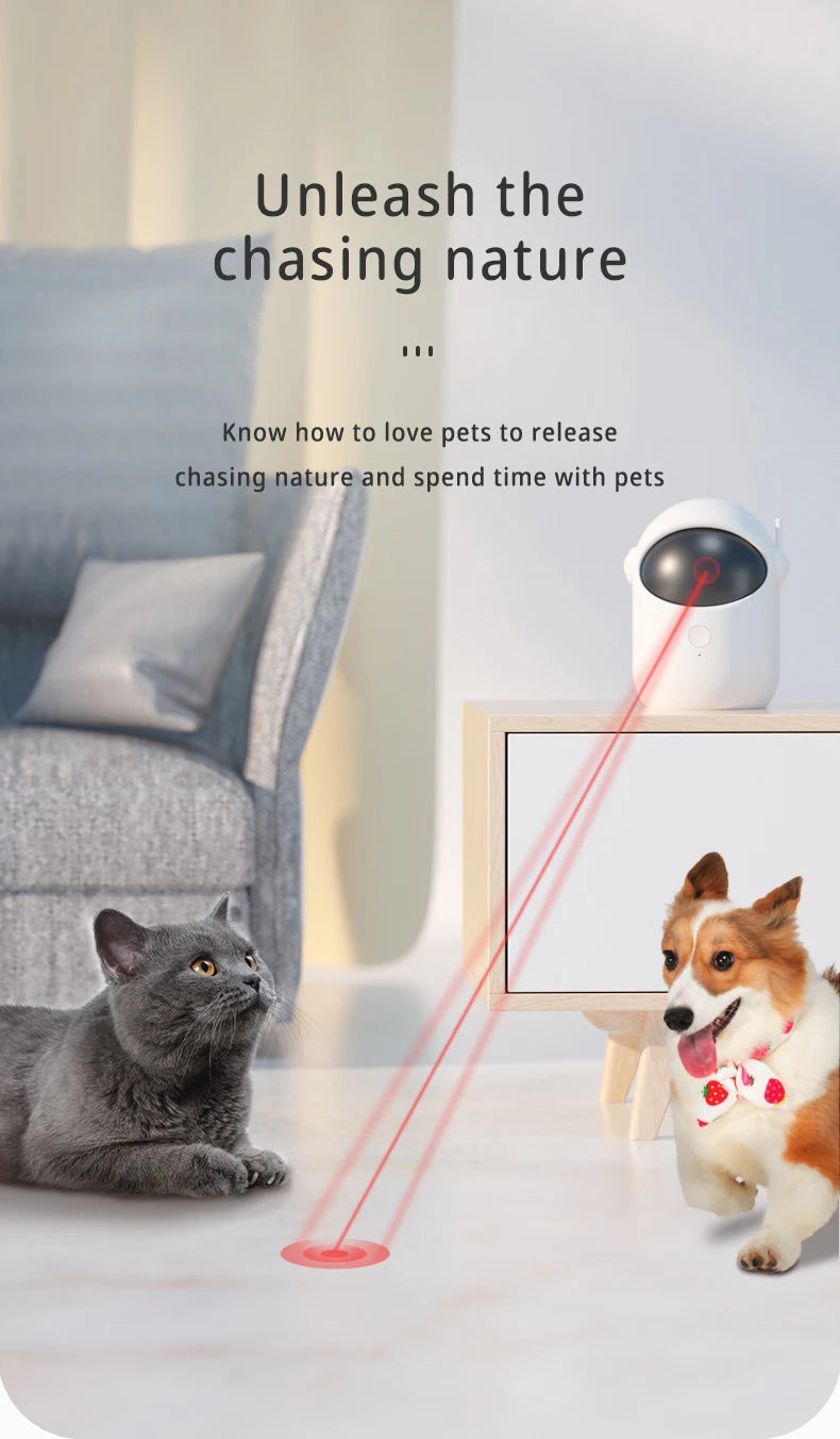 Automatic Laser Cat Toy Rechargeable Auto-rotation Laser Light Interactive Cat Toys Pet Tease Device Dog Toy Fast and Slow Mode