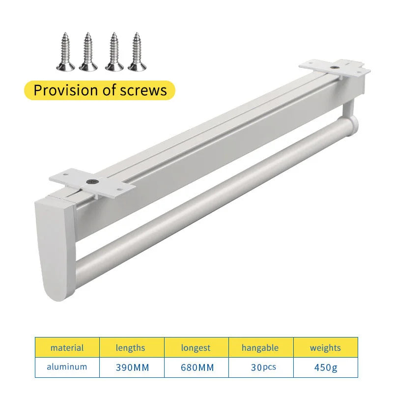 Closet shallow closet retractable hangers Cabinet hanging rod vertical pull-out top mounted trouser rack free of holes