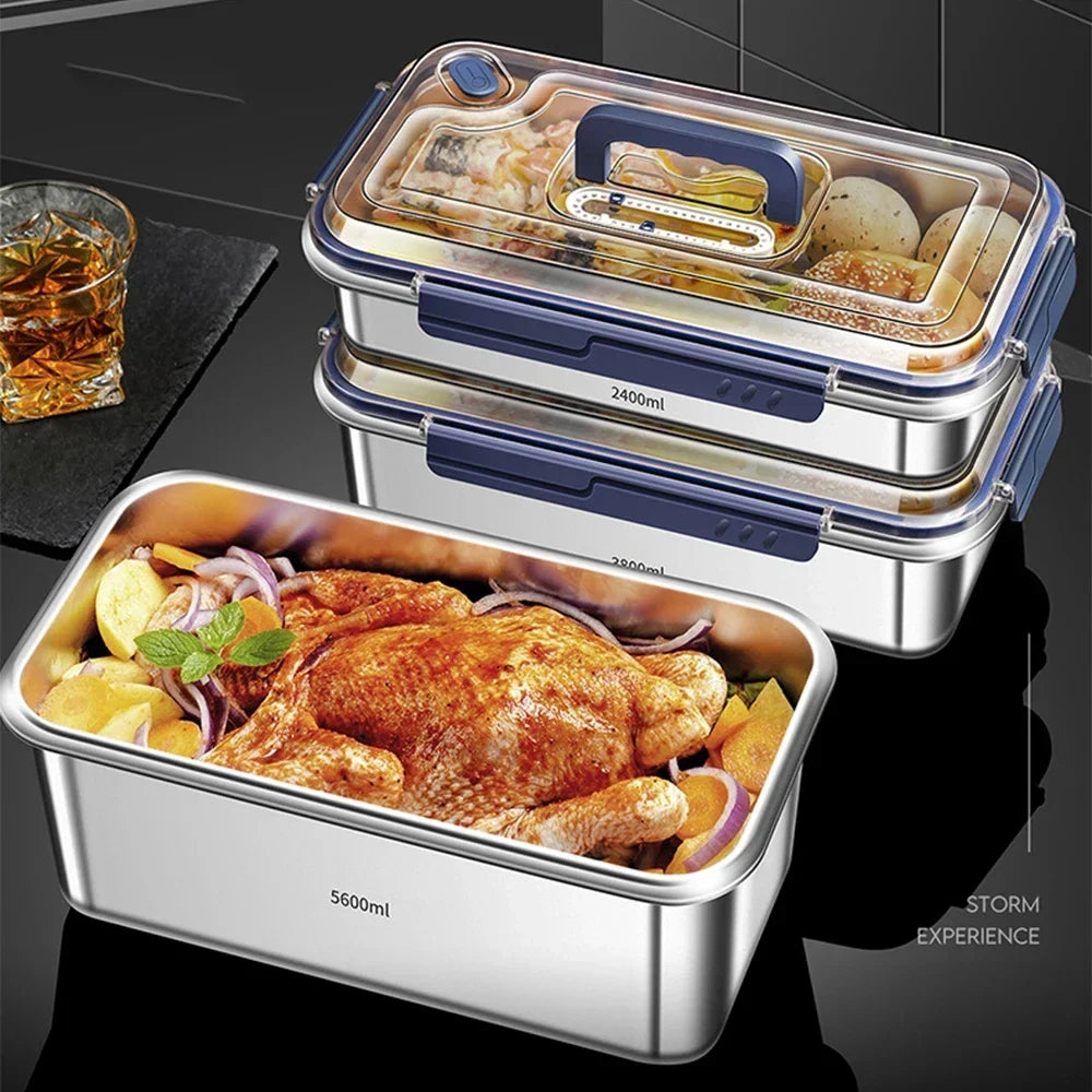 Food Storage Containers with Lids Airtight Food Grade 316 Stainless Steel Large Capacity Leakproof Kitchen Storage Container