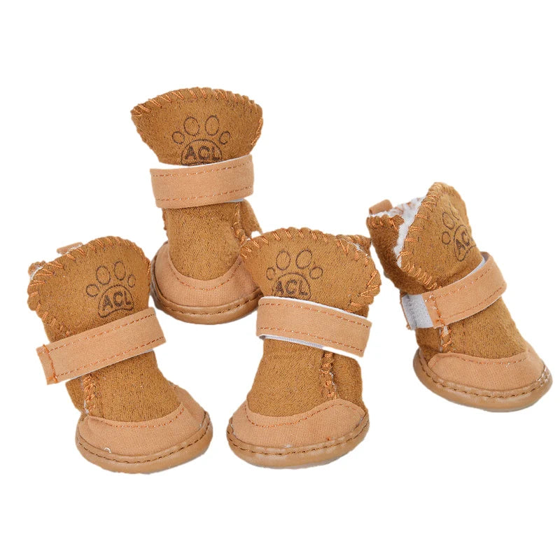 4Pcs/set Warm Pet Dog Shoes for Small Medium Dogs Cute Dog Boots Outdoor Non-Slip Puppy Sneakers Anti-Slip Dog Foot Protector