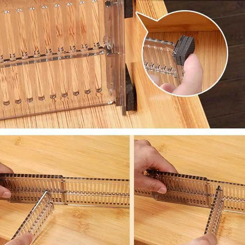 2Pcs Adjustable Drawer Cabinet Storage Partition Divider DIY Organizer Storage Shelves Cabinets Home Drawer Holder