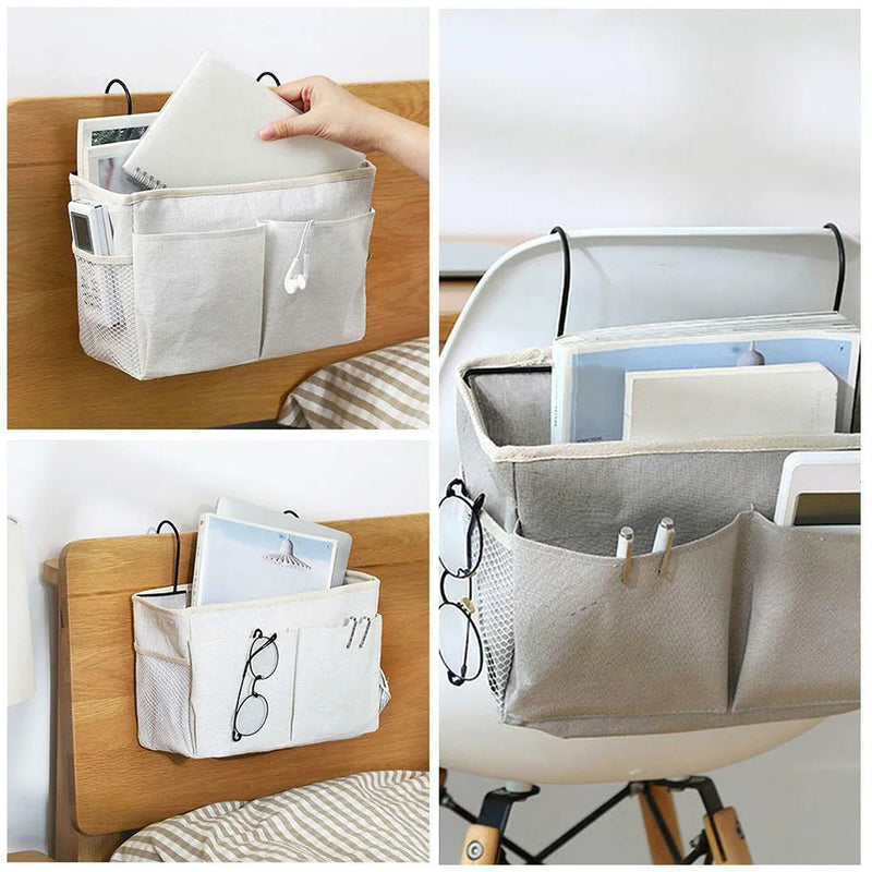 Bedside Storage Bag With Pockets Chair Door Back Hanging Organizer For Bathroom Dorm Bed Folding Pouch Box Storage Supply