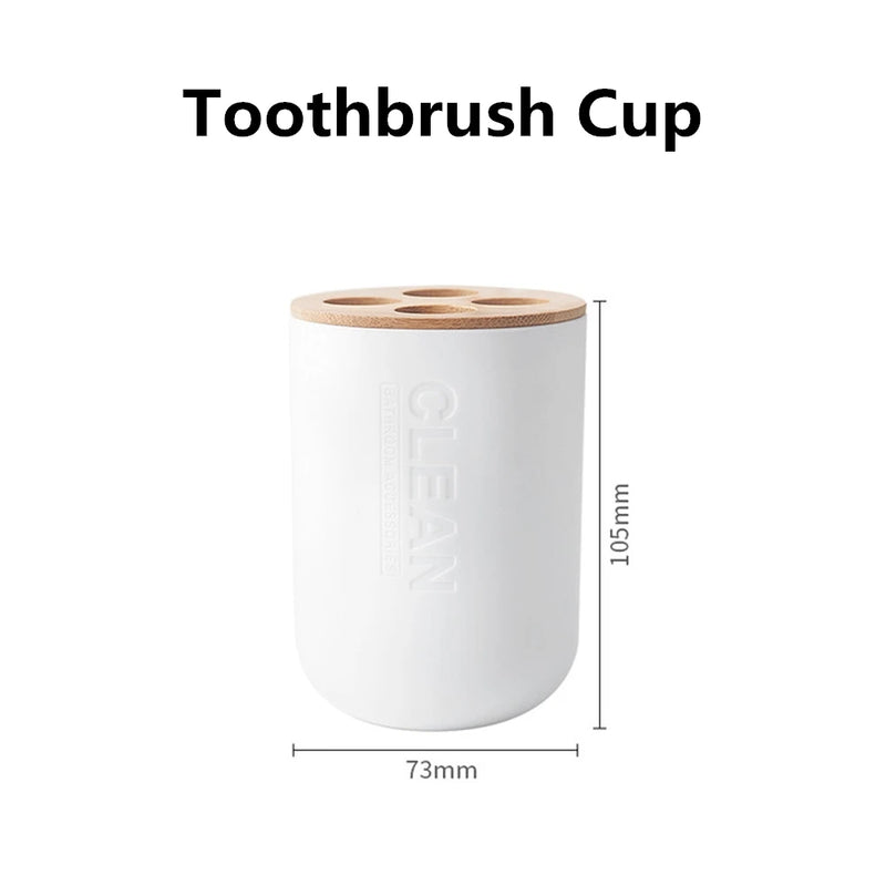 Black Bathroom Accessories Sets Toothbrush Holder Soap Dispenser Toilet Brush Trash Can Toothpaste Dispenser Bathroom Essential