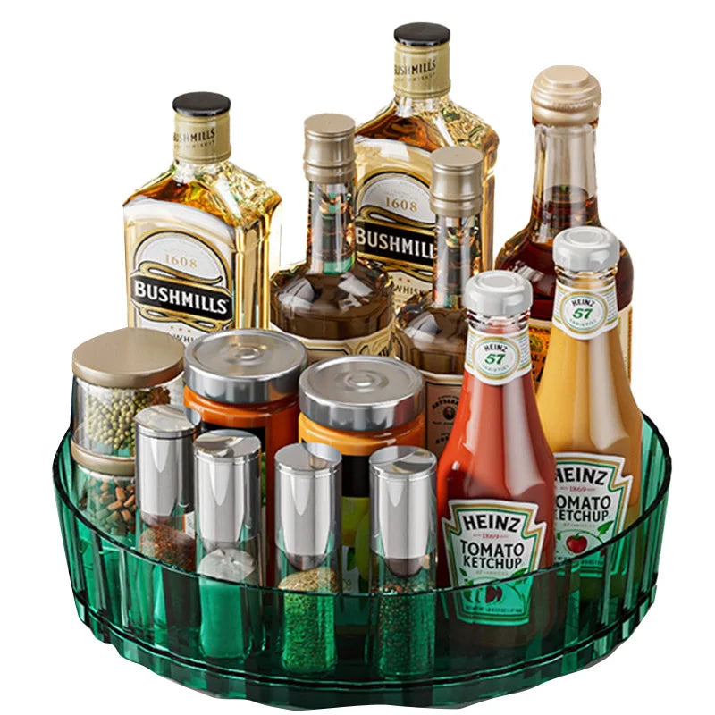 360° Rotating Plastic Storage Rack Bathroom Storage Organizer Kitchen Snack Food Oil Seasoning Bottle Storage Rack Fruit Tray