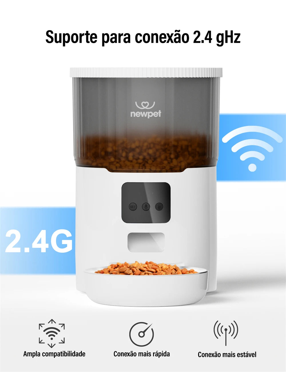 Dispenser Organizador de Alimentos para PETs. Comedouro para pets, cães e gatos. Alimentador de gatos 4L com temporizador, aplicativo inteligente, controle tudo pelo seu celular smartphone.