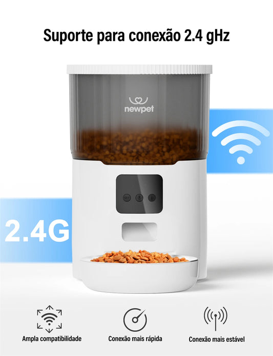 Dispenser Organizador de Alimentos para PETs. Comedouro para pets, cães e gatos. Alimentador de gatos 4L com temporizador, aplicativo inteligente, controle tudo pelo seu celular smartphone.