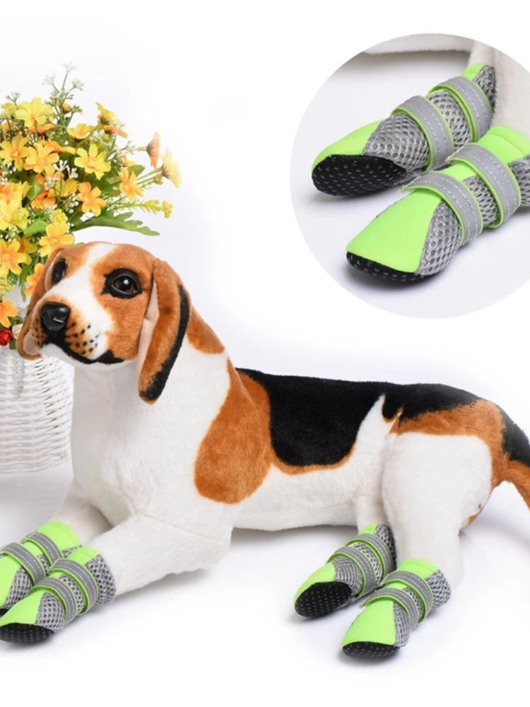 Breathable Pet Dog Shoes Waterproof Outdoor Walking Net Soft Summer Pet Shoes Night Safe Reflective Boots For Small Medium Dogs