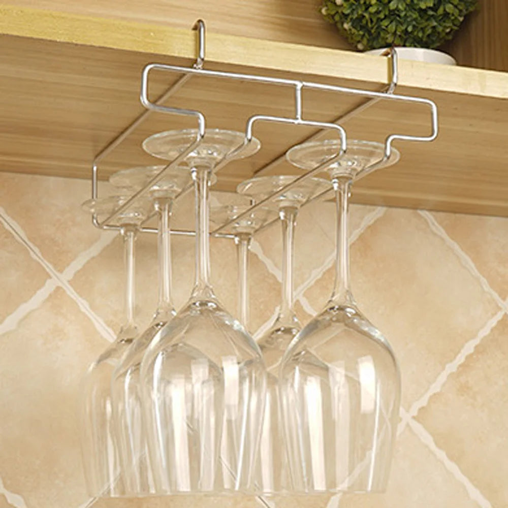 Kitchen Decorative Cabinet Goblet Bar Storage Shelf Hanging Rack Stemware Holder Wine Glass Rack Cup Hanger