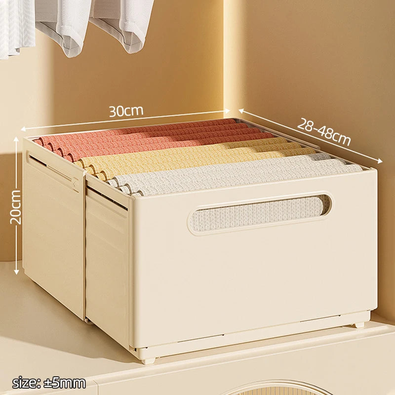Expandable Box Clothes Beverage Drinks Snack Basket Pantry Kitchen Organizers Adjustable Fold Tray Closet Wardrobe Storage Case