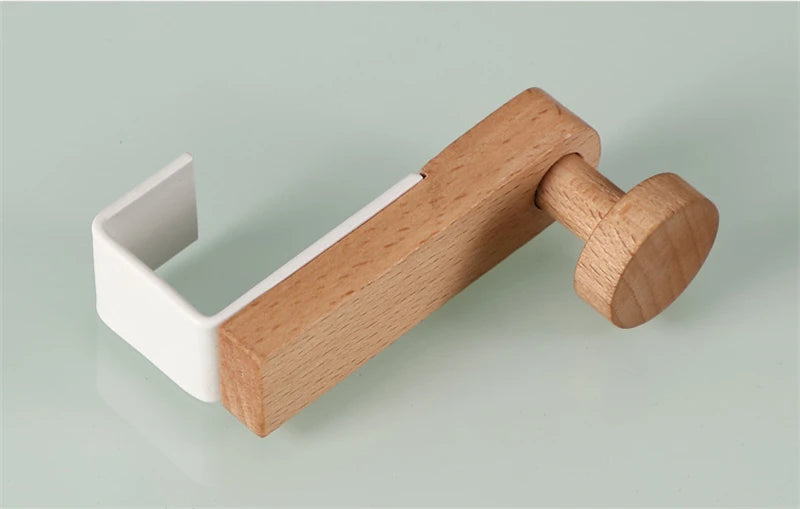 Kitchen Cabinet Hook Towels Clothes Coat Bathroom Accesories Storage Hanger Door Back Hanging Holder Iron Wooden Rack Organizer