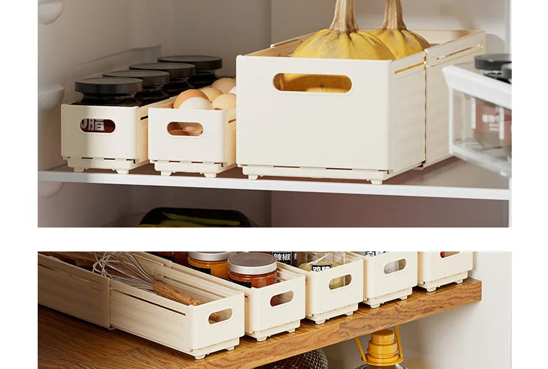 Expandable Box Clothes Beverage Drinks Snack Basket Pantry Kitchen Organizers Adjustable Fold Tray Closet Wardrobe Storage Case