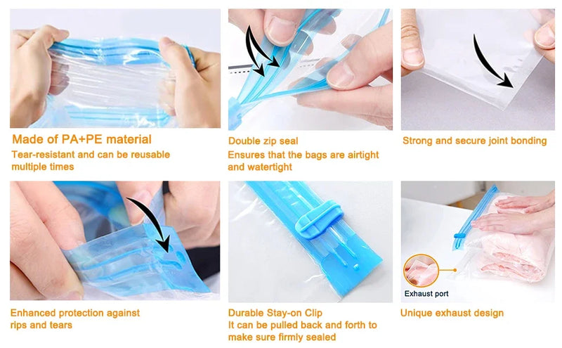 5pcs Travel Compression Bag Vacuum Bags for Storing Clothes Suitable for Luggage and Essential Cruise Clothing Vacum Storage Bag