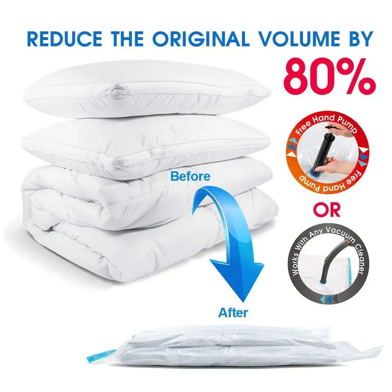 8/5/3PCS Vacuum Storage Bags Compression Pack Vacuum Bag for Down Storing Clothes Bedding Blanket Space Save Travel BagOrganizer