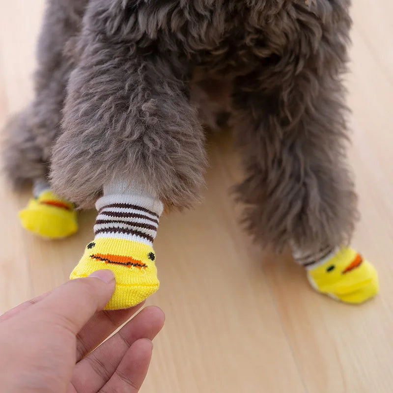 4pcs Cute Cat Socks, Anti-Slip Paw Protector, Comfortable Cotton Knit Indoor Shoes for Small Cats, Autumn Winter Pet Footwear
