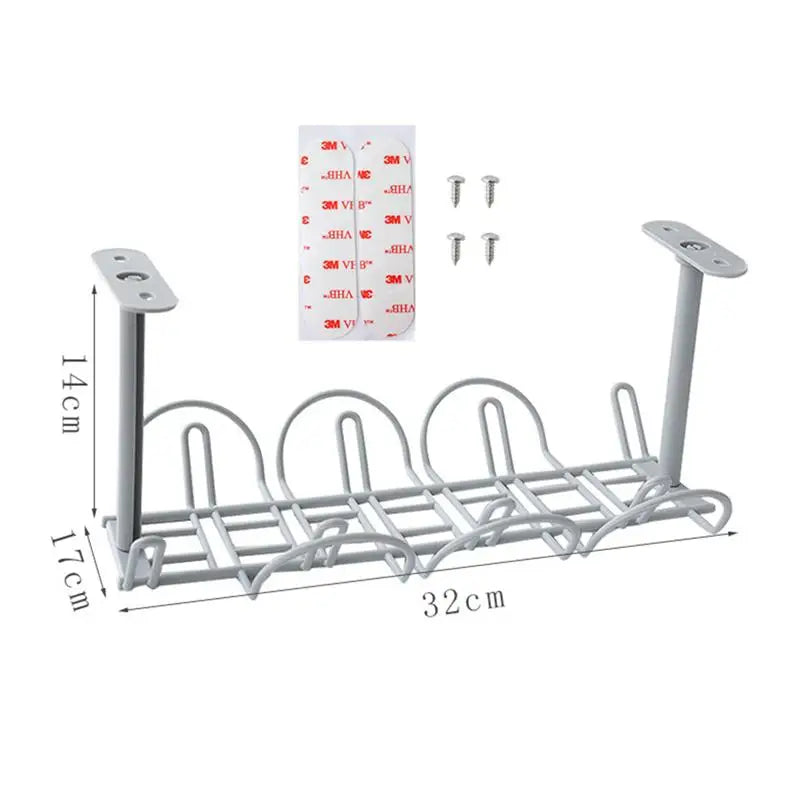 Wire Office Supplies Shelf Under Table Storage Rack Wire Desk Cable Under Management Tray Cord Organizer Rack Wire Cable Shelf