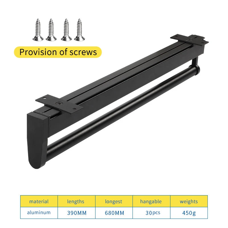 Closet shallow closet retractable hangers Cabinet hanging rod vertical pull-out top mounted trouser rack free of holes